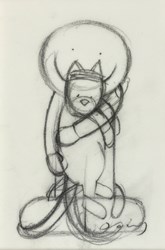Perfect Pals (study) by Doug Hyde - Original Drawing on Mounted Paper sized 3x5 inches. Available from Whitewall Galleries