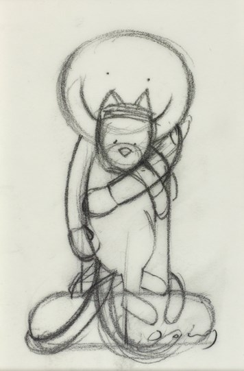 Perfect Pals (study) by Doug Hyde - Original Drawing on Mounted Paper